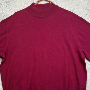 Club Room Mock Neck Sweater Adult 2XL Maroon 100% Merino Wool Pullover Knit Mens